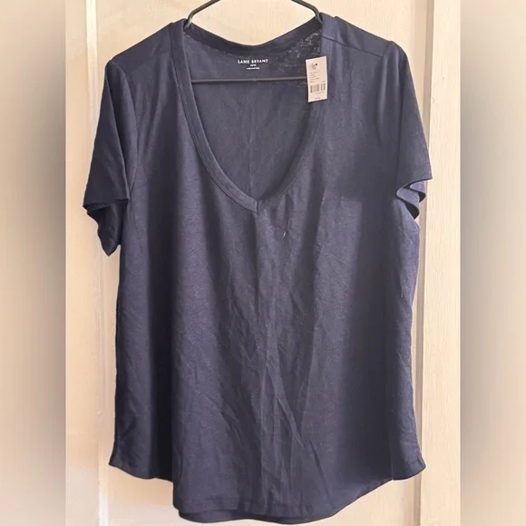 Classic Lane Bryant Navy blue V-Neck Women's Top - Picture 2 of 3